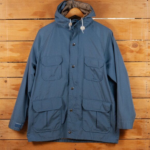 Vintage 80s Field & Stream Lightweight Hooded Field Jacket in Blue  - Men's MD - Picture 1 of 8